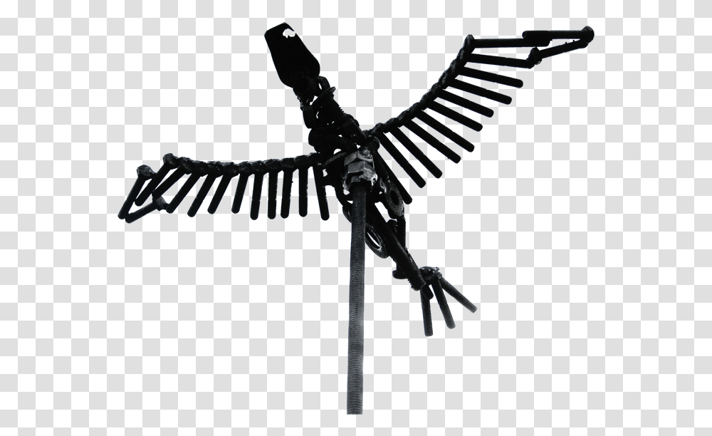 Flying Bird Scrap Metal Art Garden Sculpture Design Machine Gun, Weapon, Weaponry, Animal Transparent Png