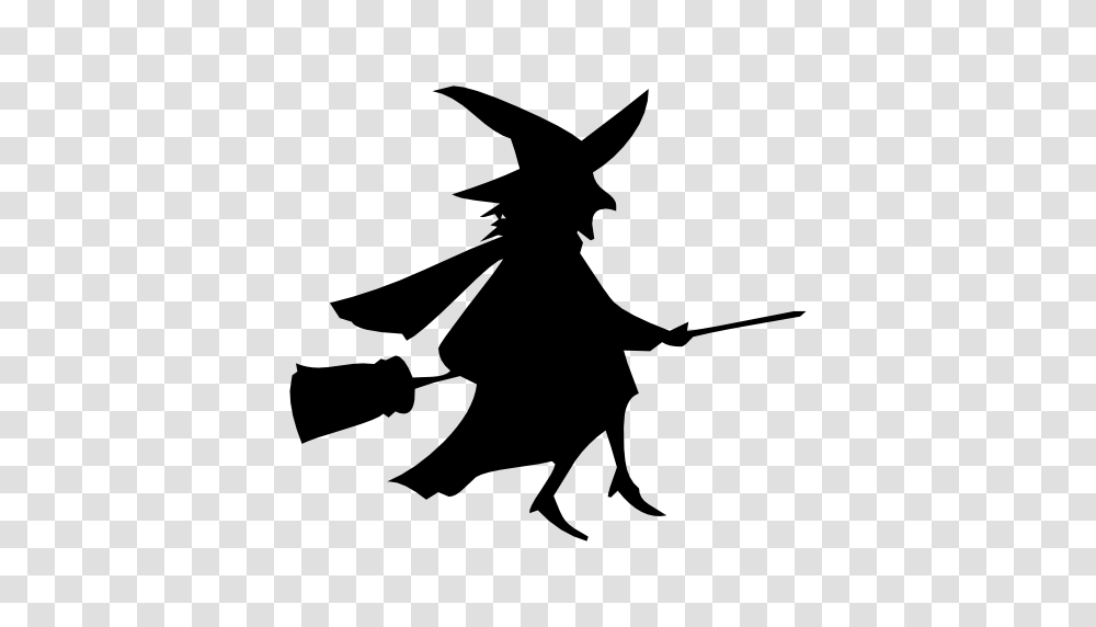 Flying Broom And Witch Free Vector Icons Designed, Silhouette, Stencil Transparent Png
