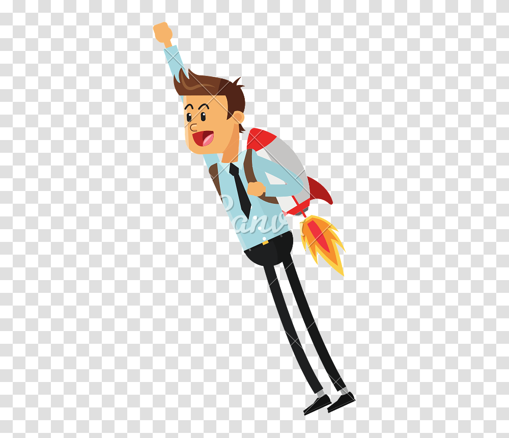 Flying Businessman With Jetpack Icon, Performer, Person, Human, Bow Transparent Png