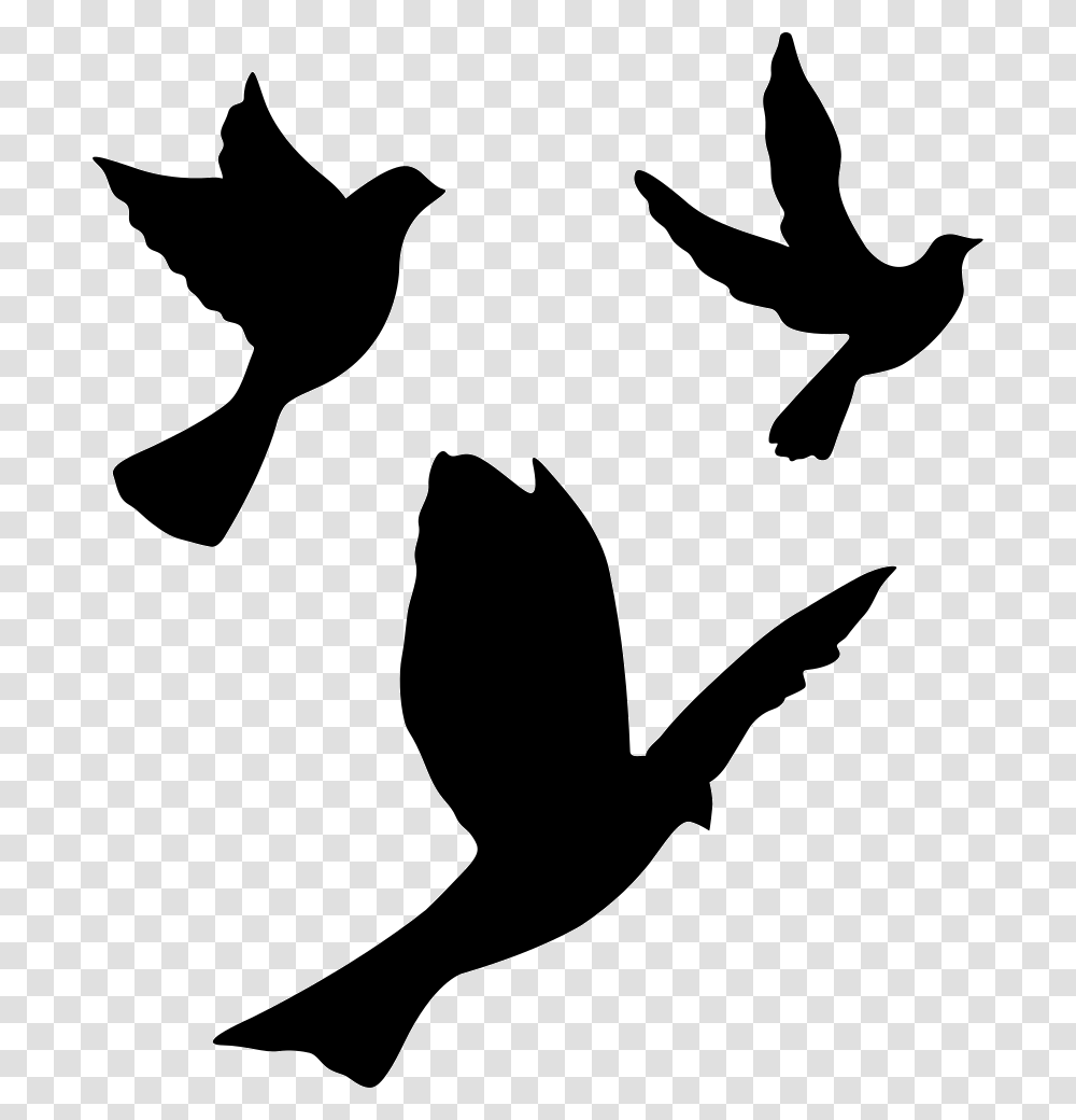 Flying Doves Group Icon Free Download, Silhouette, Stencil, Bird, Animal Transparent Png