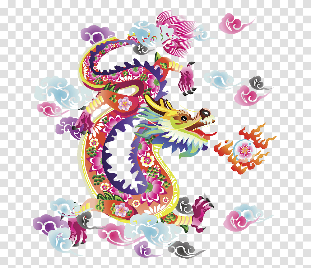 Flying Dragon Chinese Dragon Pink, Floral Design, Pattern Transparent Png