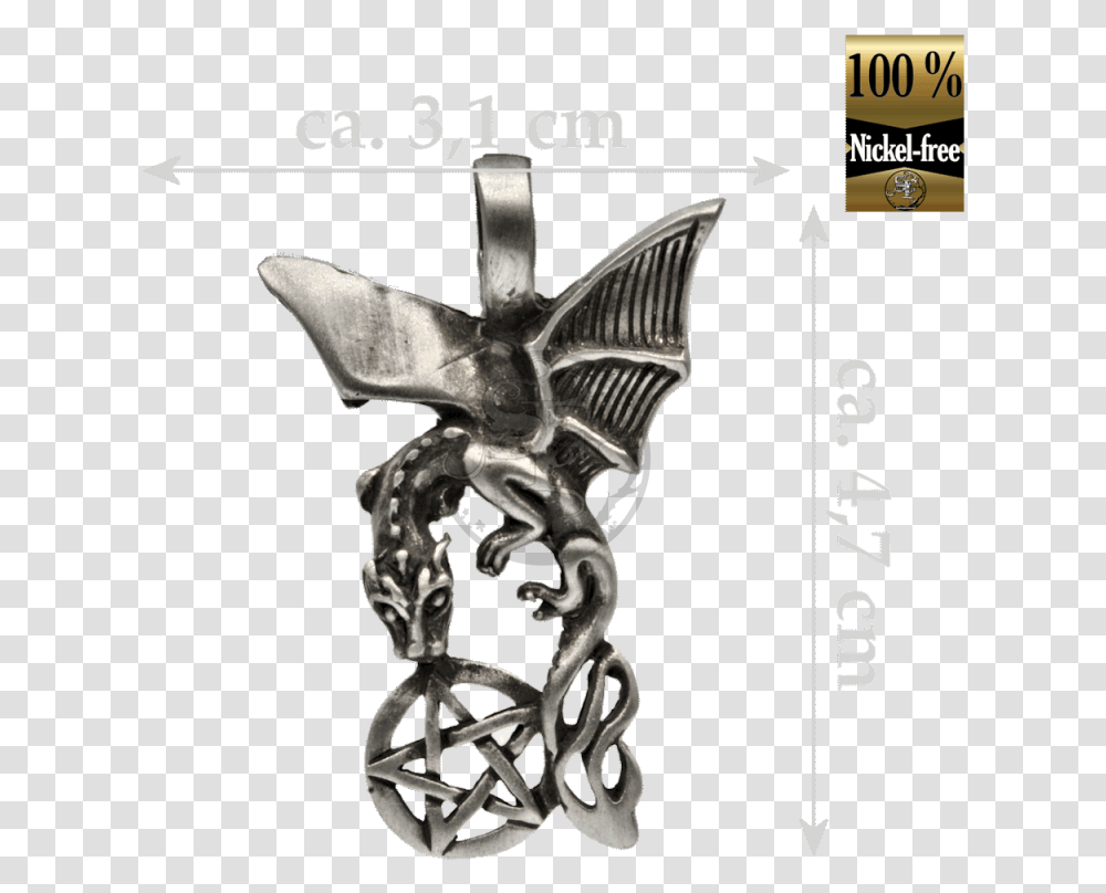 Flying Dragon With Pentagram In The Catch Pendant, Cross, Emblem, Logo Transparent Png