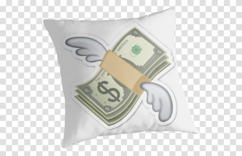Flying Money Emoji Flying Money Emoji, Pillow, Cushion Transparent Png