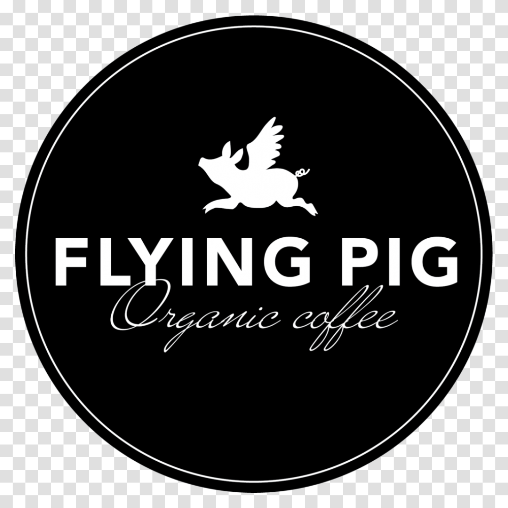 Flying Pig Logo White On Black Circular, Trademark, Cat Transparent Png