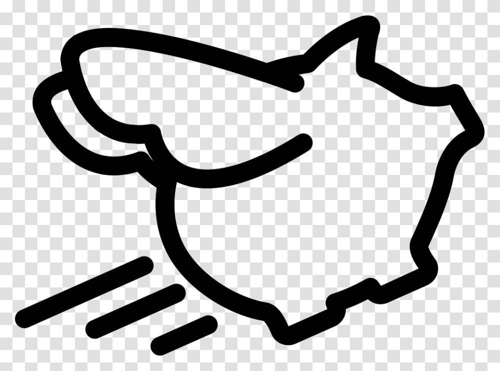 Flying Pig Outline Pig With Wings Icon, Stencil, Label, Goggles Transparent Png