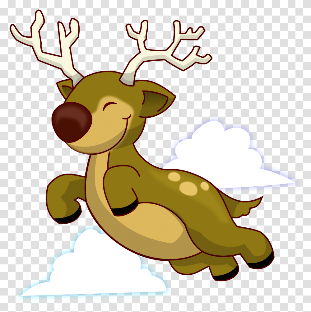 Flying Reindeer, Antler, Animal, Mammal, Wildlife Transparent Png