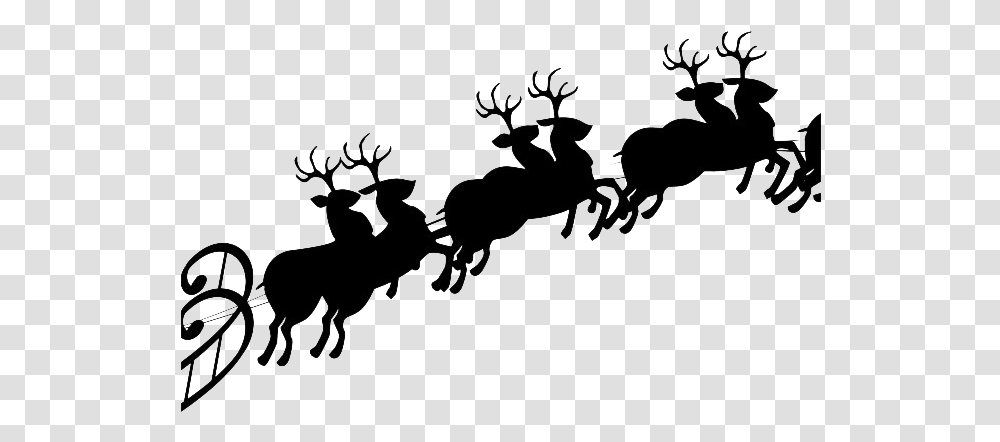Flying Reindeer Sleigh Photos Santa Claus Sleigh, Stencil, Nature Transparent Png