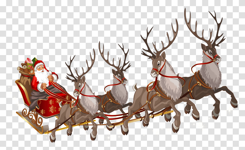 Flying Santa Claus Santa On Sleigh, Elk, Deer, Wildlife, Mammal Transparent Png