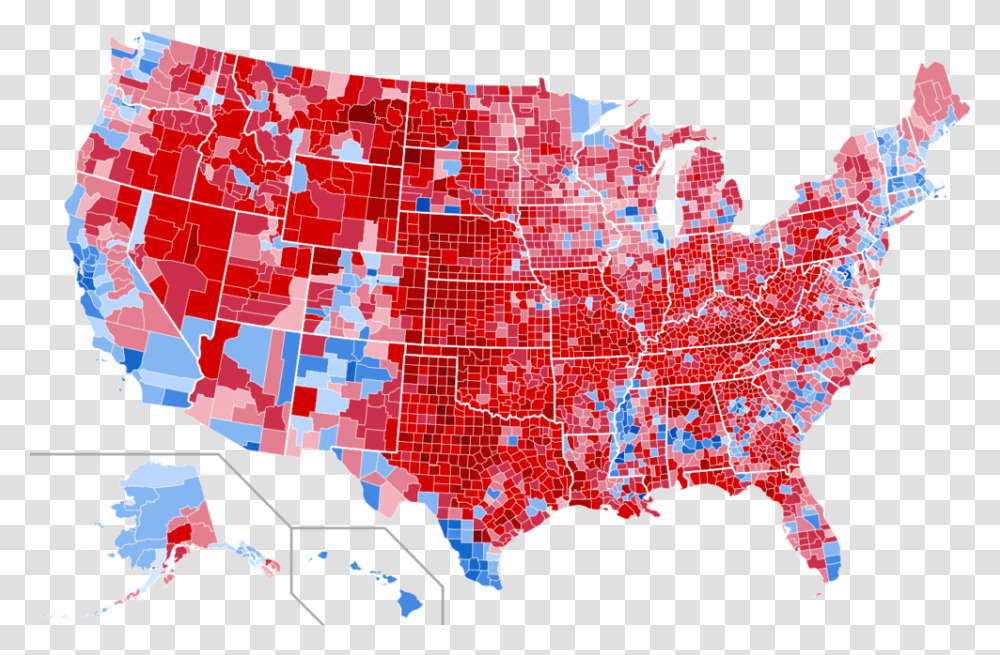 Flyover Country Stories Us Election Map By County 2016, Plot, Diagram, Atlas Transparent Png