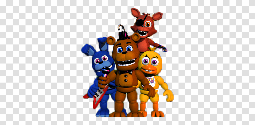 Fnaf World Adventure Freddy Bonnie Chica And Foxy, Person, Human, Costume Transparent Png