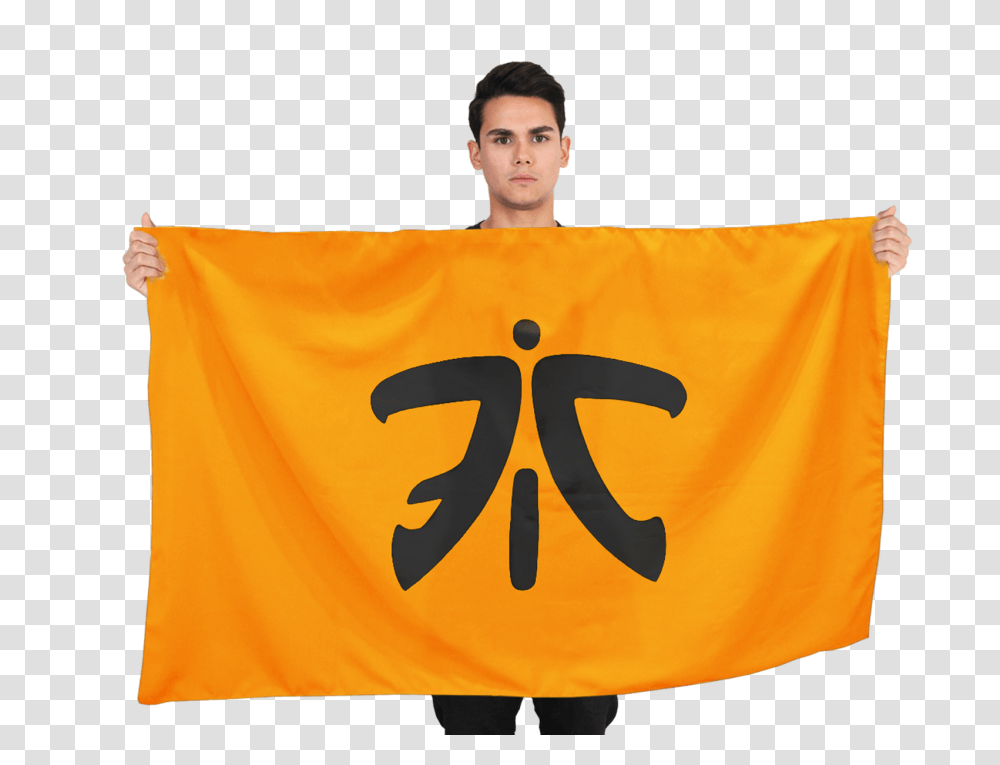 Fnatic Supporters Banner Fnatic Us Shop, Flag, Person Transparent Png