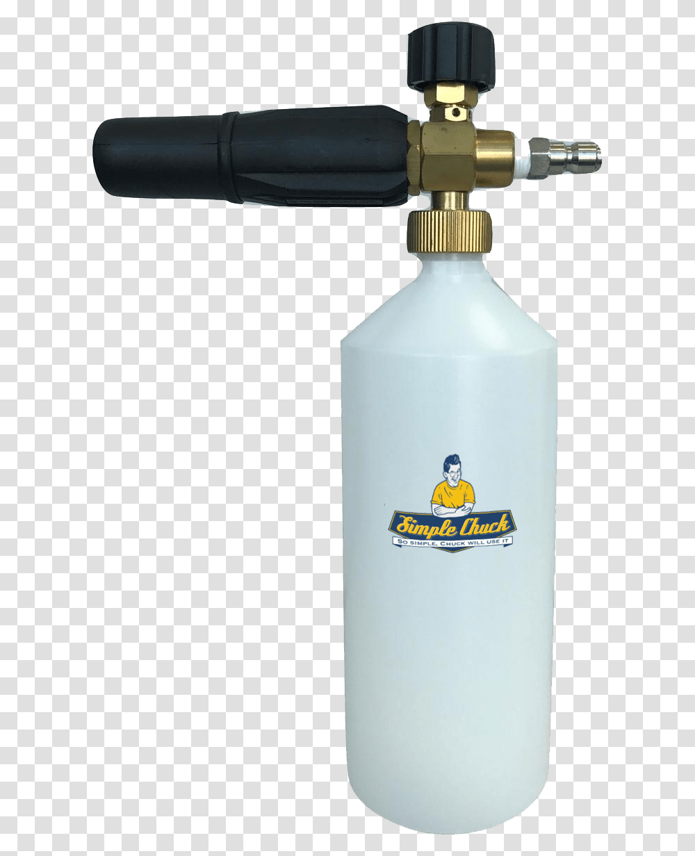 Foam Cannon Simple Chuck Plastic Bottle, Power Drill, Tool, Machine, Person Transparent Png