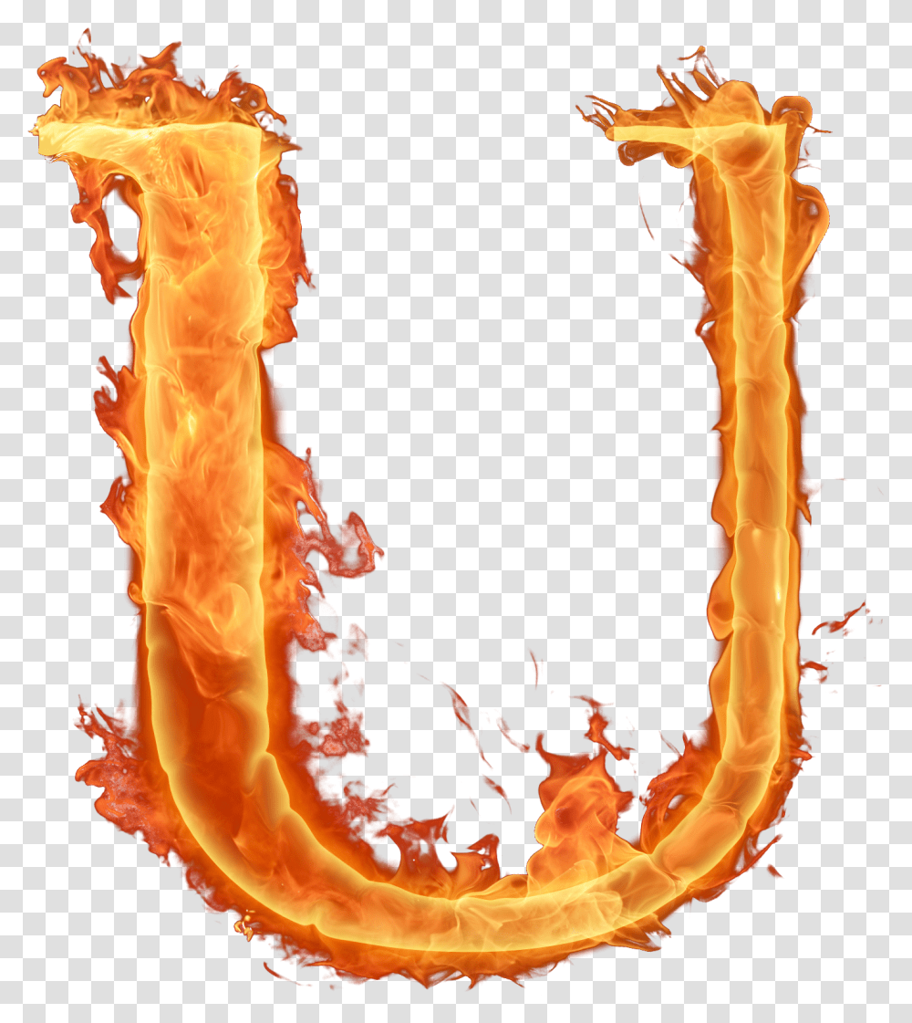 Fogos Fire Letter U, Bonfire, Flame, Animal, Fractal Transparent Png