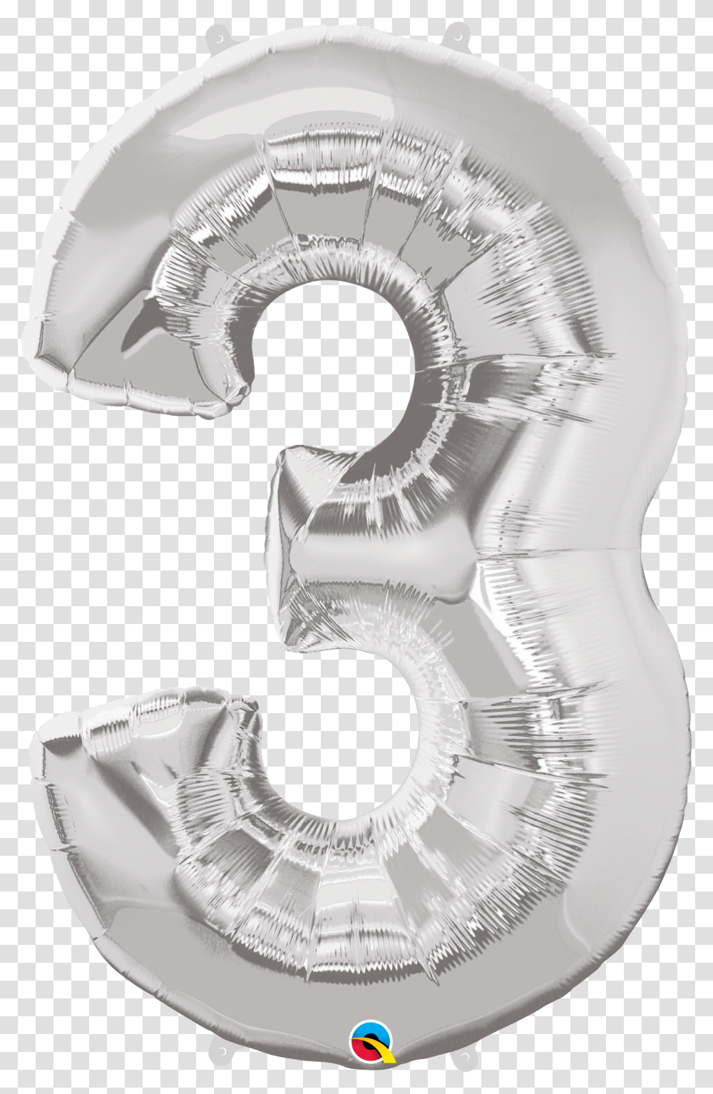Foil Balloon Number 3 Silver Amp Weight Gold 3 Balloon, Staircase, Drawing Transparent Png