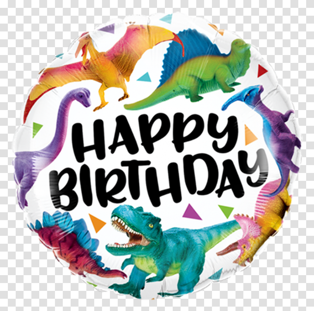 Foil Printed Happy Birthday Dinosaur Balloon Happy Birthday 2 Dinosaurier, Label Transparent Png