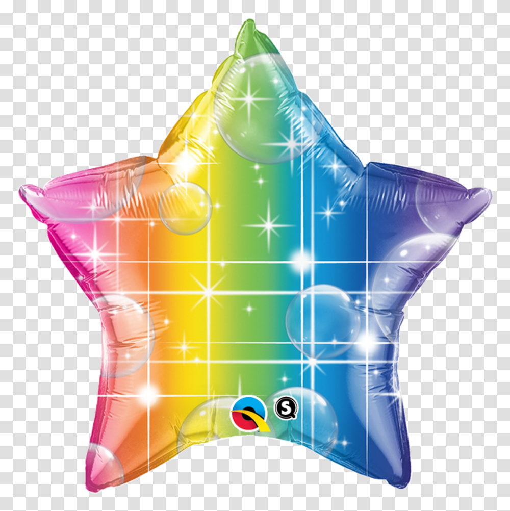 Foil Star Rainbow Colours Balloon Star Shape Balloon, Star Symbol, Pillow, Cushion Transparent Png
