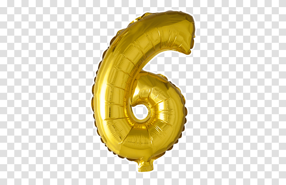 Foilballoon No 6 40'' Gold 40'' Numbers Foil Balloons Number 6 Balloon, Helmet, Clothing, Peel, Clam Transparent Png