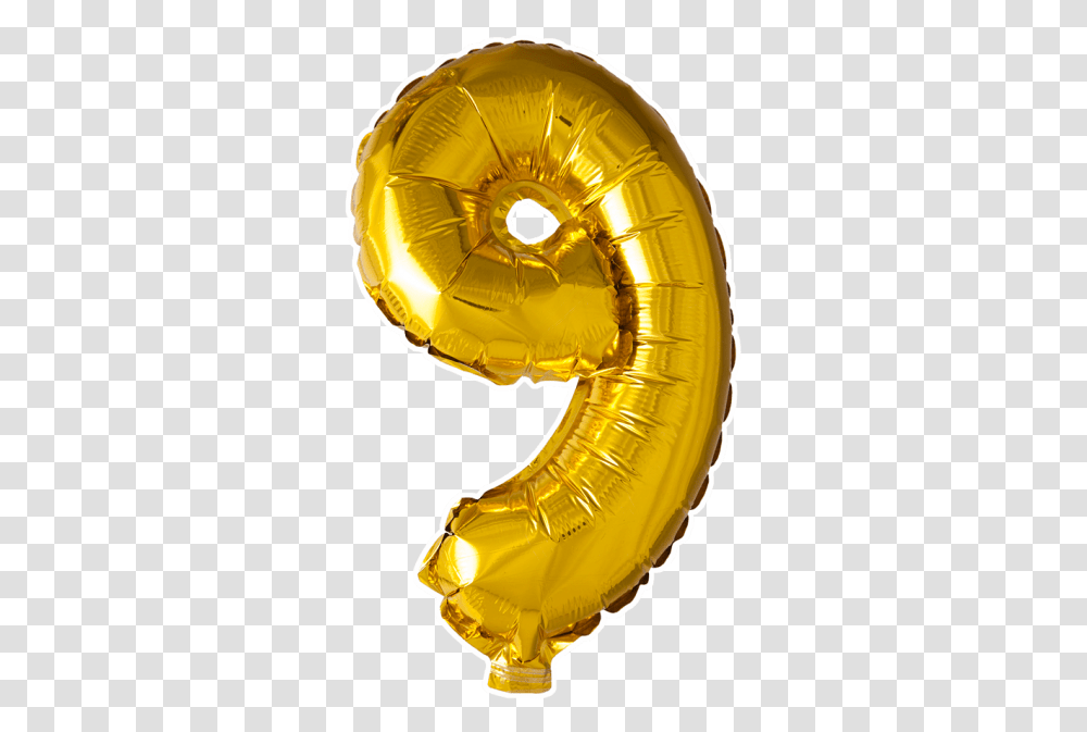 Foilballoon No 9 40'' Gold 40'' Numbers Foil Balloons Ballon 9, Helmet, Clothing, Apparel, Aluminium Transparent Png