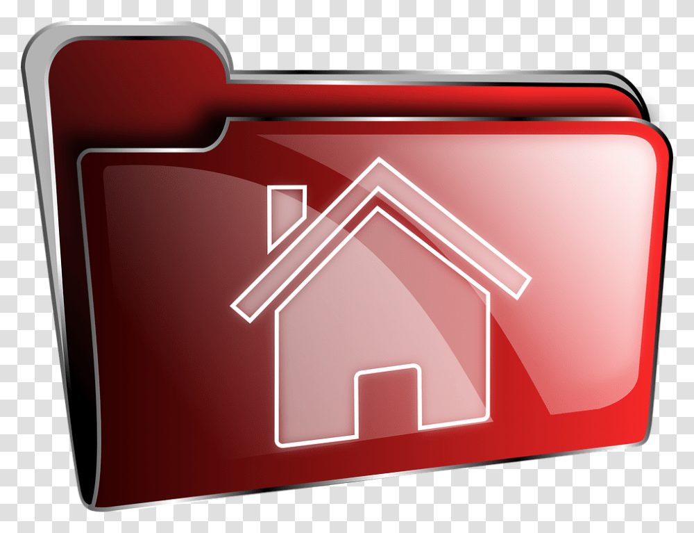 Folder Home Red House Linux Home Folder Icon, Mailbox, Letterbox, File Binder, Bag Transparent Png