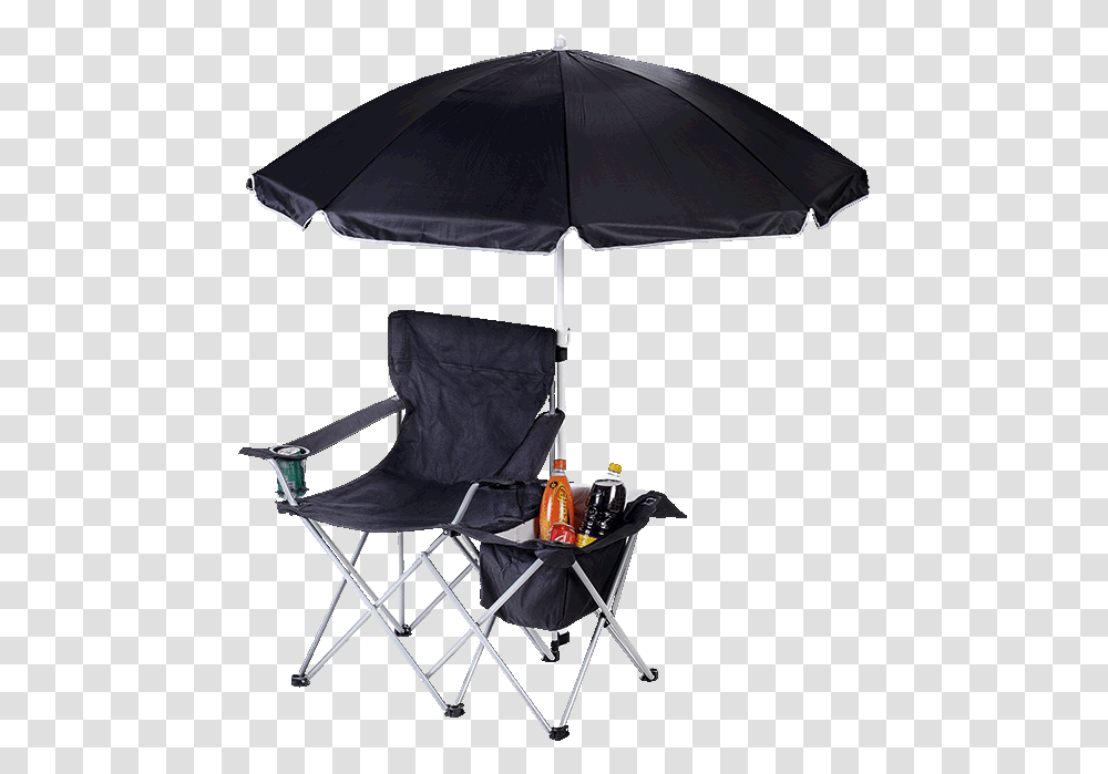 Folding Chair With Umbrella And Cooler, Furniture, Tent, Canopy, Patio Umbrella Transparent Png