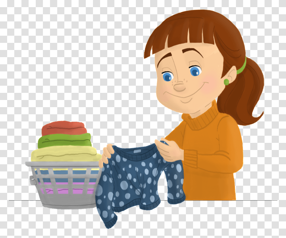 Folding Laundry Clipart Girl Folding Clothes Clipart, Face, Female, Bowl, Outdoors Transparent Png
