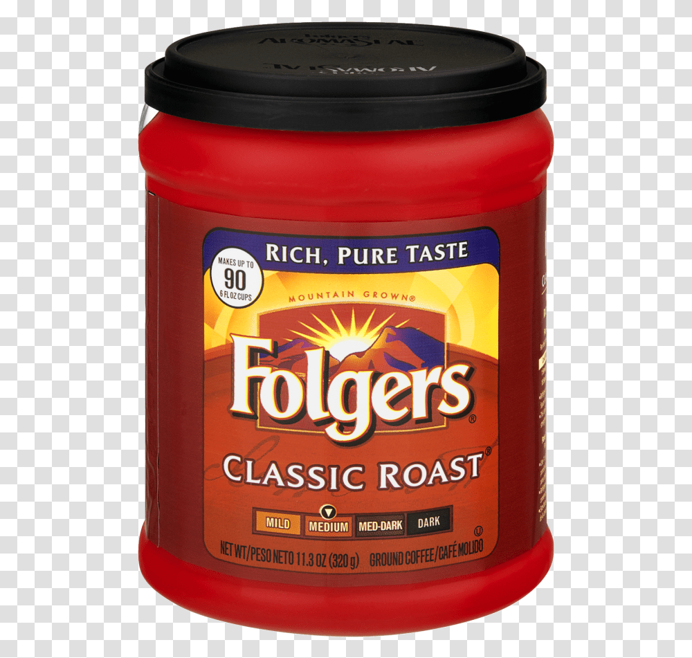 Folgers Classic Roast Coffee Folgers Coffee, Food, Tin, Plant, Can Transparent Png