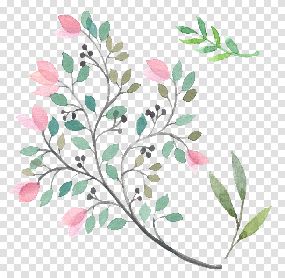 Foliage Watercolor Painting, Leaf, Plant, Flower, Floral Design Transparent Png