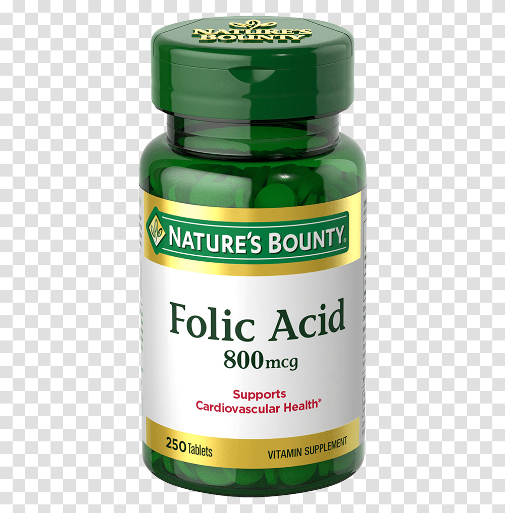 Folic Acid Nature's Bounty Folic Acid 800 Mcg, Plant, Bottle, Food, Flower Transparent Png