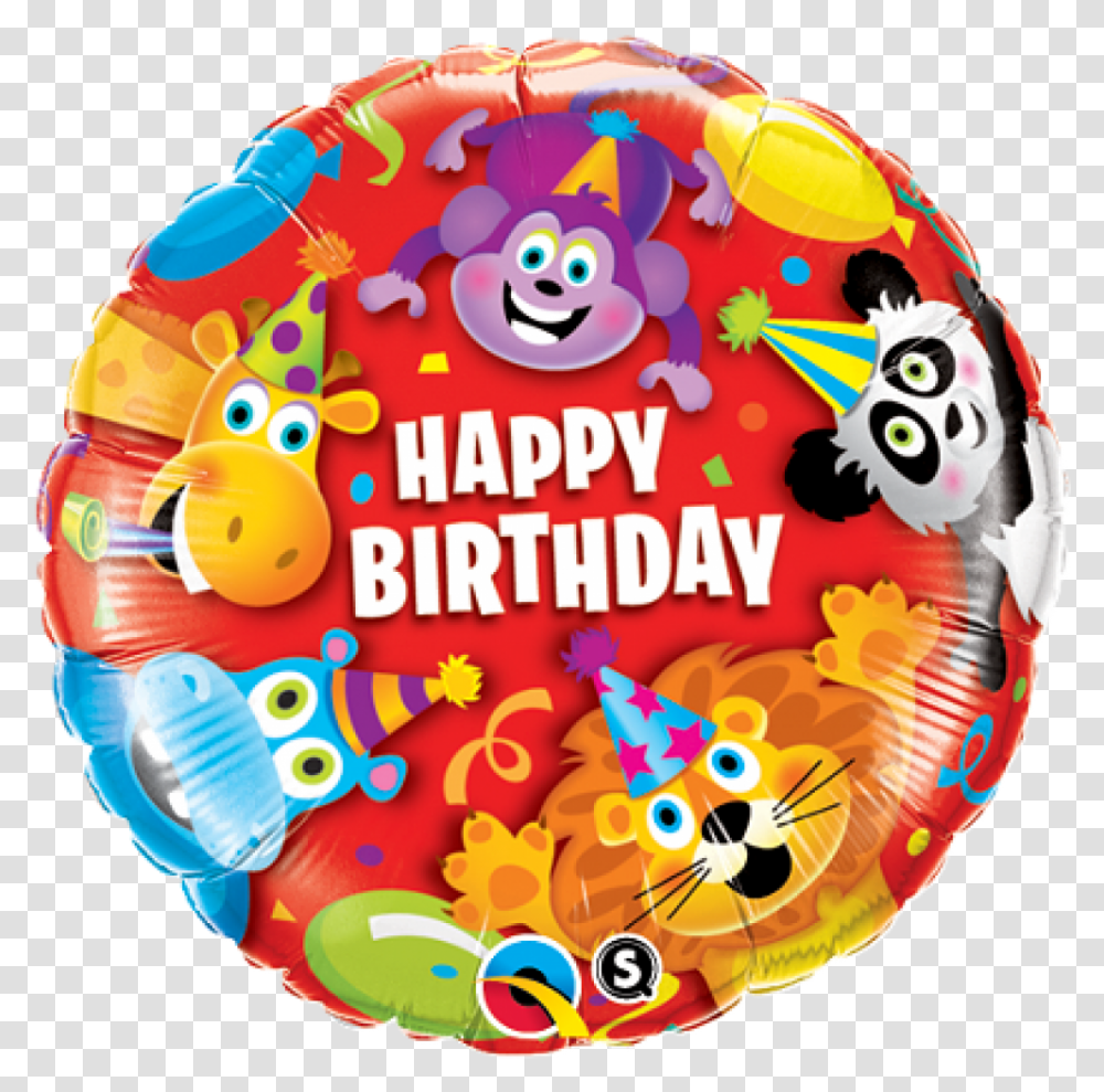 Folienballon Happy Birthday Happy Animals Balloon, Birthday Cake, Dessert, Food Transparent Png