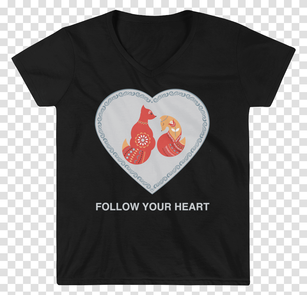 Follow Your Heart Semi Fitted Vneck Tshirt Foxy Edit Ganesh Chaturthi, Clothing, Apparel, T-Shirt, Sleeve Transparent Png