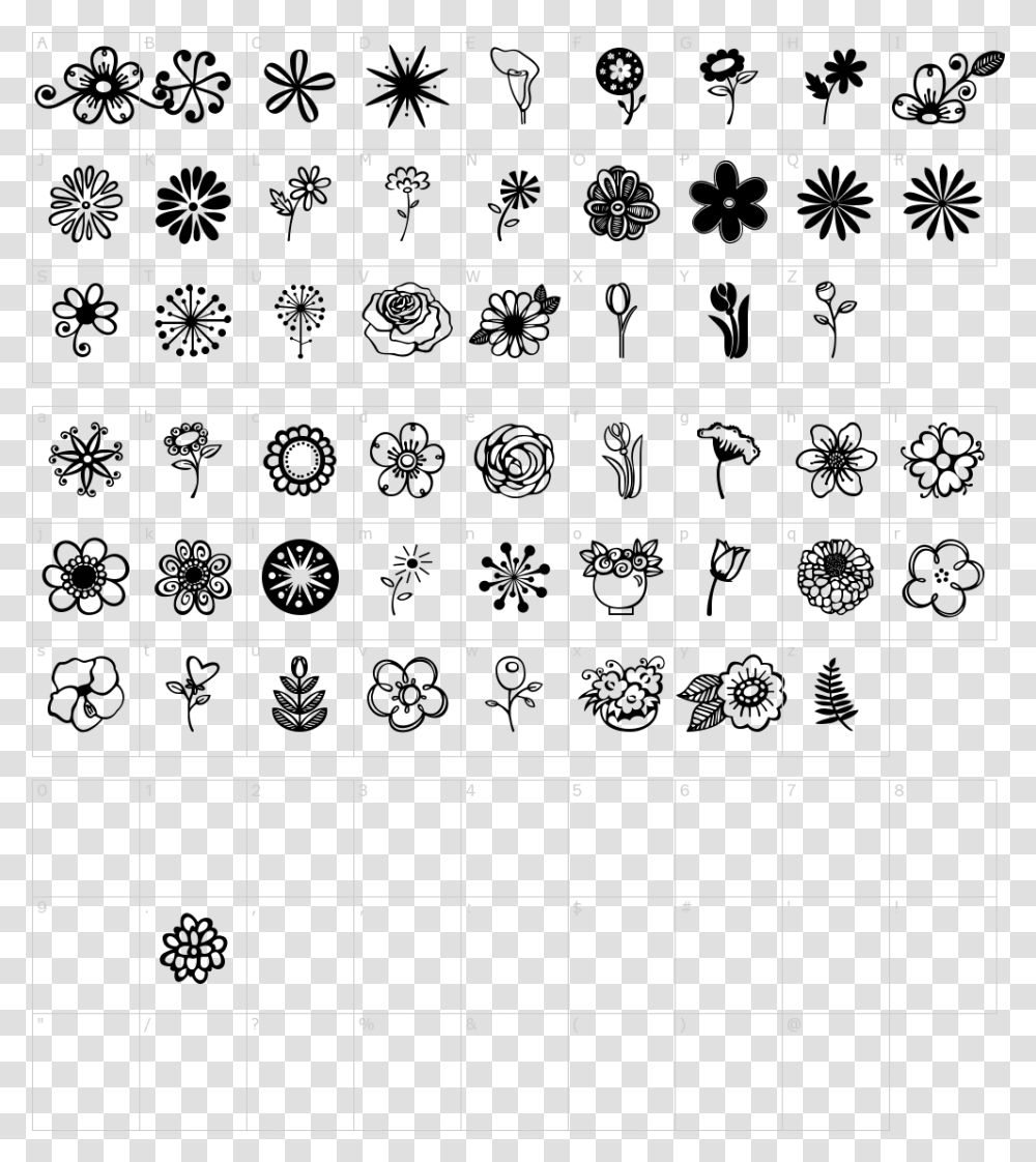 Font Characters Characters Janda Flower Doodles Font Bullet Journal Flowers Doodle, Number, Astronomy Transparent Png