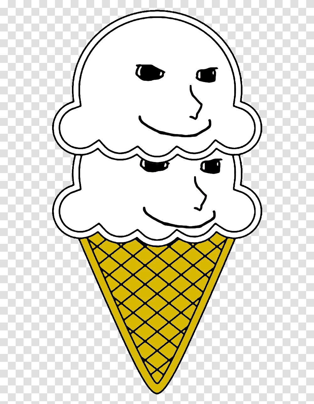 Food Amp Cooking Ice Cream Cone Outline 2 Scoops, Dessert, Creme, Snowman, Winter Transparent Png