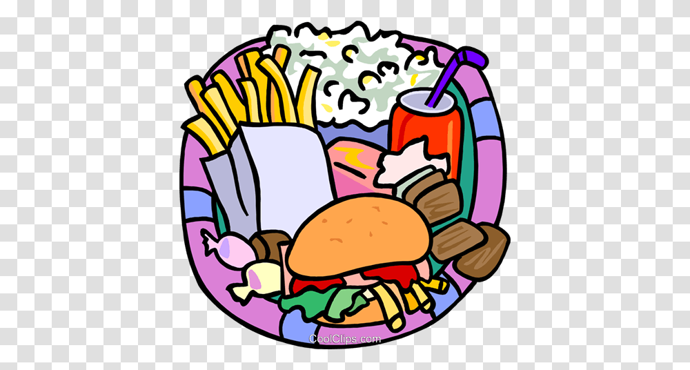 Food And Dining Fast Foods Royalty Free Vector Clip Art, Lunch, Meal, Burger, Fries Transparent Png