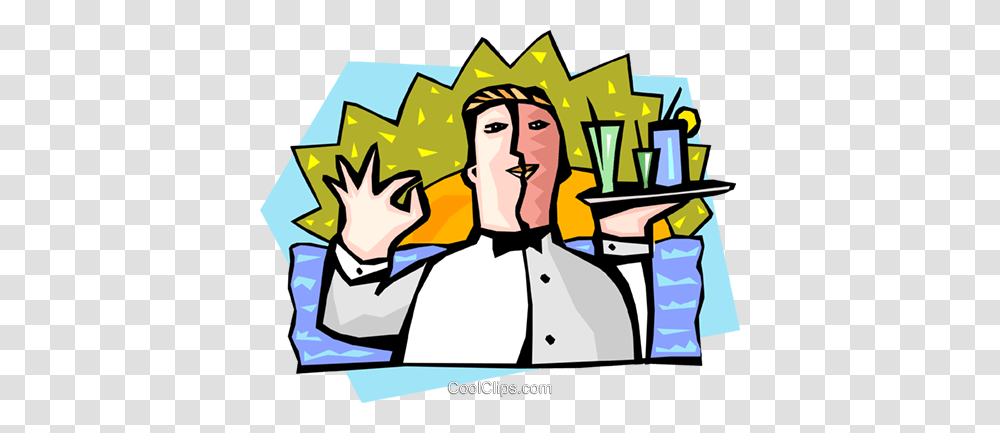 Food And Entertainmentwaiter Royalty Free Vector Clip Art, Poster, Advertisement, Bartender Transparent Png