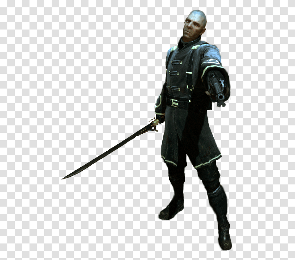 Food Chain Dishonored Overseer Sword, Person, Weapon, Ninja, People Transparent Png