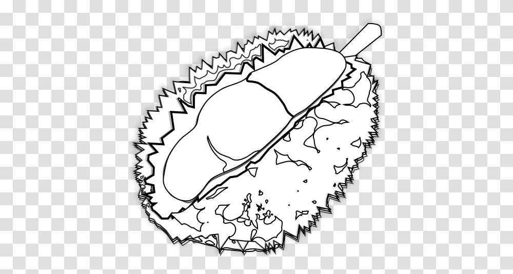 Food Durian Durian Black White Line Art 555px Durian Black And White, Plant, Produce, Vegetable, Seed Transparent Png