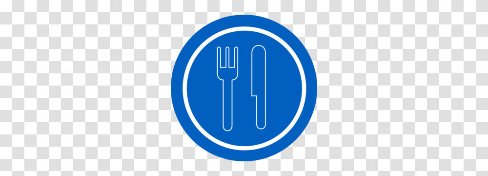 Food Service Sign Blue Plate With Outline Knife And Fork Clip Art, Cutlery Transparent Png