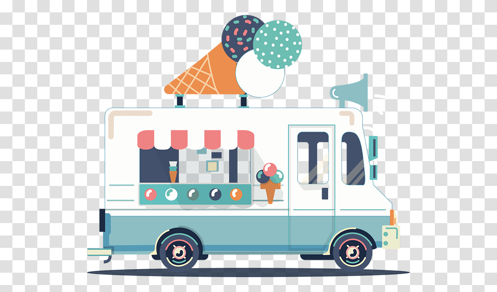Food Truck Clipart Ice Cream Truck, Bus, Vehicle, Transportation, Van Transparent Png