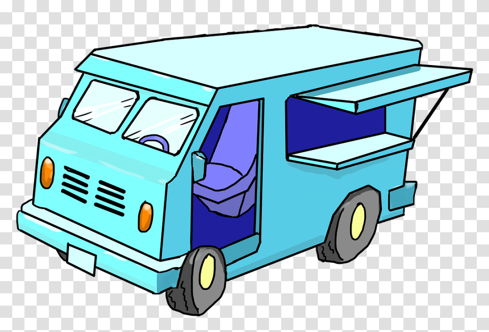 Food Truck Ice Cream Car Cartoon Images Food Truck, Van, Vehicle, Transportation, Minibus Transparent Png