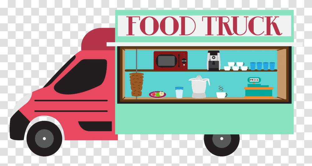Food Truck Taco Kebab, Vehicle, Transportation, Van, Bus Transparent Png