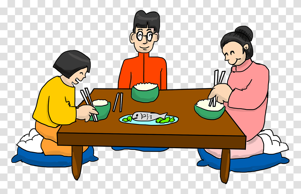 Foodpicnic Tabledisheatingfamily Picturesplay Breakfast Eating Cartoons, Tabletop, Furniture, Person, Bowl Transparent Png