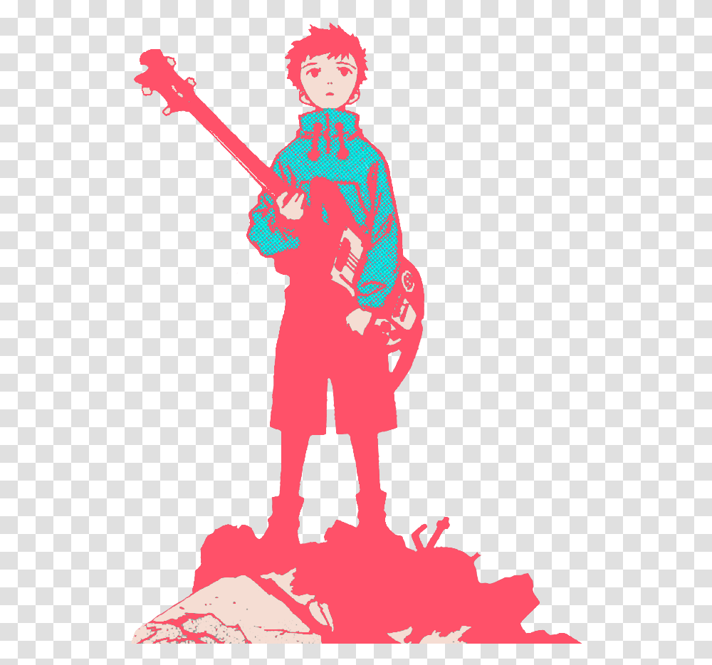 Fooly Cooly Flcl Naota Fooly Cooly Background, Person, Leisure Activities, Guitar, Musical Instrument Transparent Png