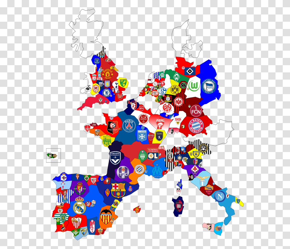 Football Clubs Of Europe Map, Doodle Transparent Png