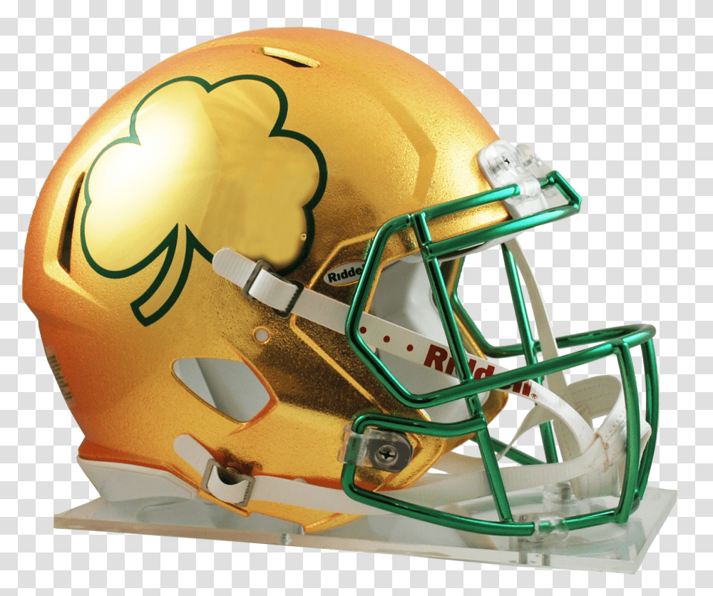 Football Helmets Notre Dame Shamrock Helmet, Clothing, Apparel, American Football, Team Sport Transparent Png