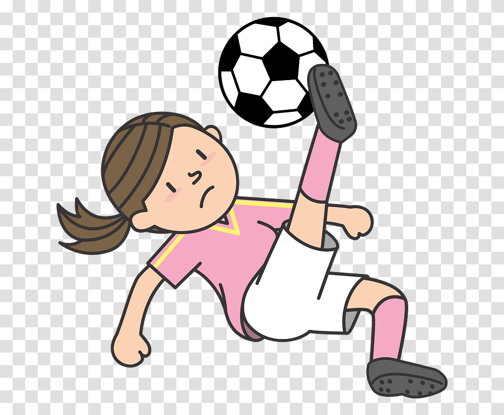 Football Player Clipart Girl Playing Football Clipart, Soccer Ball, Team Sport, Sports, Kicking Transparent Png