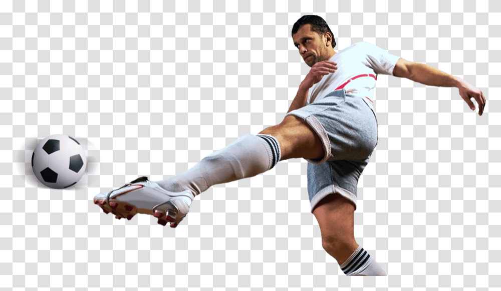 Football Player Kick Up A Soccer Ball, Person, Team Sport, People, Kicking Transparent Png