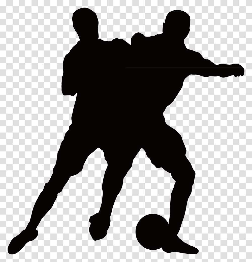 Football Player Silhouette Clipart Image Football Player Soccer Silhouette Tackle, Person, Human, Duel, People Transparent Png