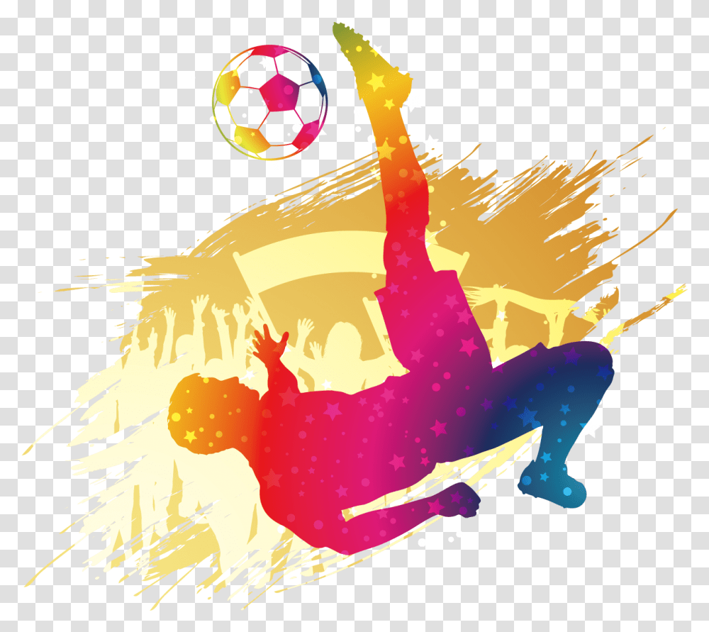 Football Player Silhouette Download Rainbow Silhouette Soccer, Graphics, Art, Flare, Light Transparent Png