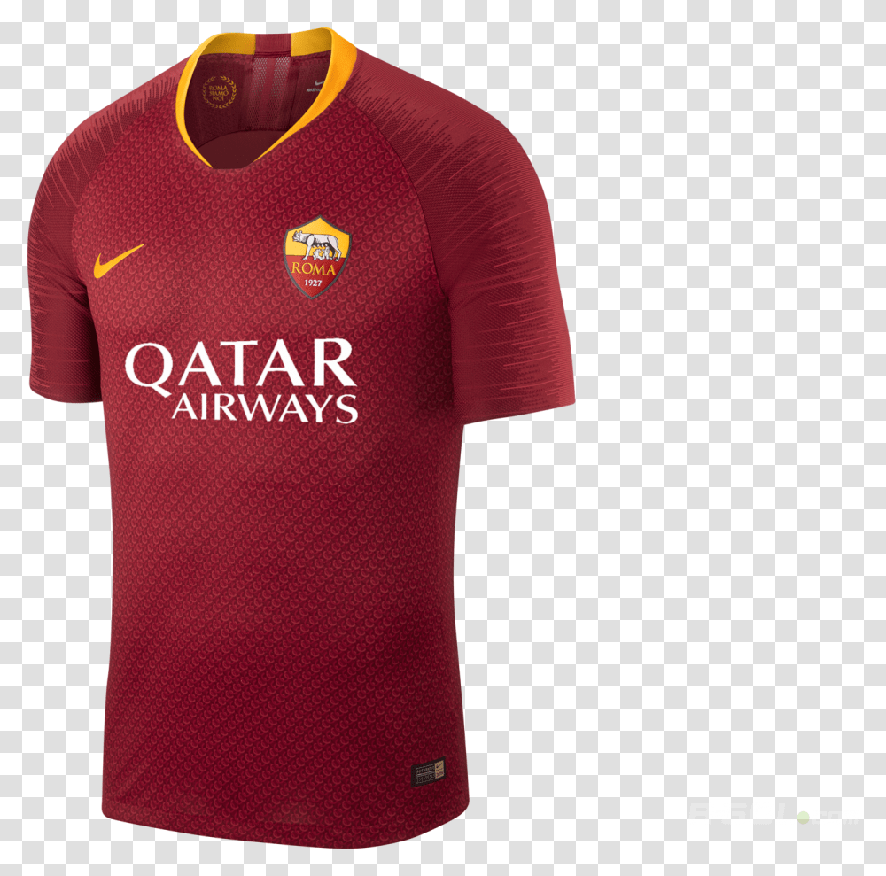 Football Shirt Nike As Roma Roma Kit 19 20, Clothing, Apparel, Jersey, Person Transparent Png