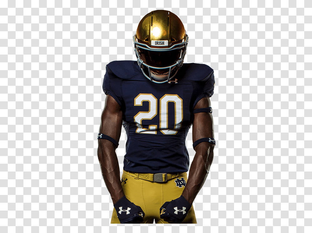 Football - Notre Dame Fighting Irish Official Athletics Ameeicsn Foothall Team, Helmet, Clothing, Person, People Transparent Png